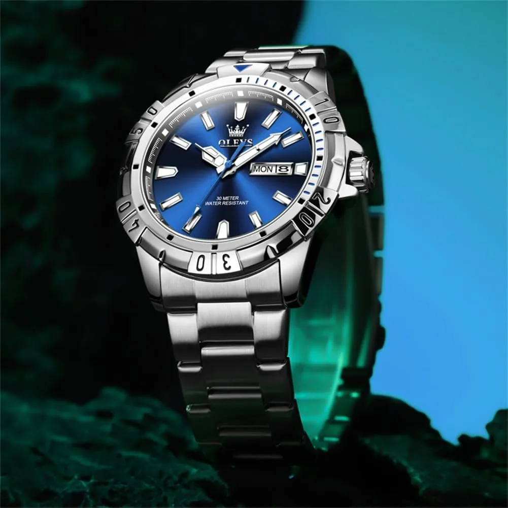 Analog Dress Watches for Men Luminous Relojes De Hombre (Green/Blue/Black/Gold) OLEVS Watches dropstone interruption network assure sage Men Waterproof Luxury Big Face Mens Watch Stainless Steel Day Date Quartz 