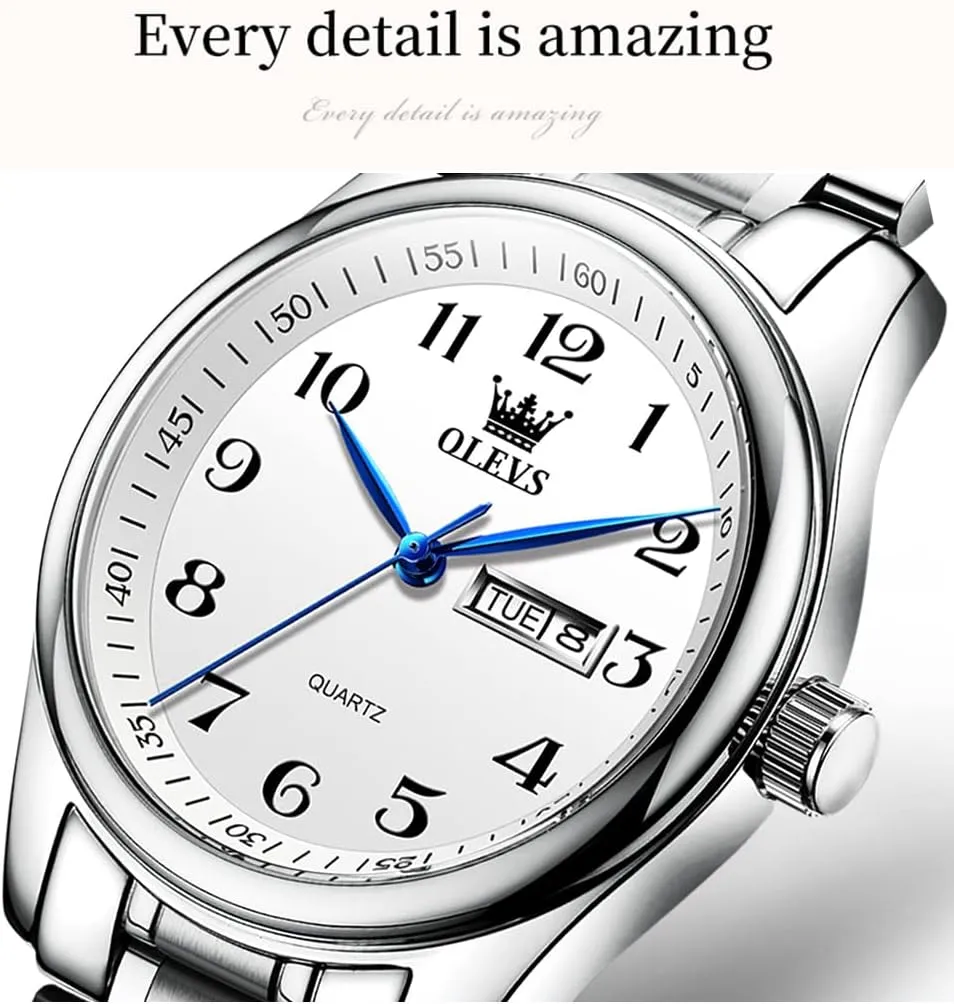 Analog Large Easy Reader Day Date Ladies Wrist Watches OLEVS Women Watches Gold groove derive Silver Stainless Steel Waterproof 