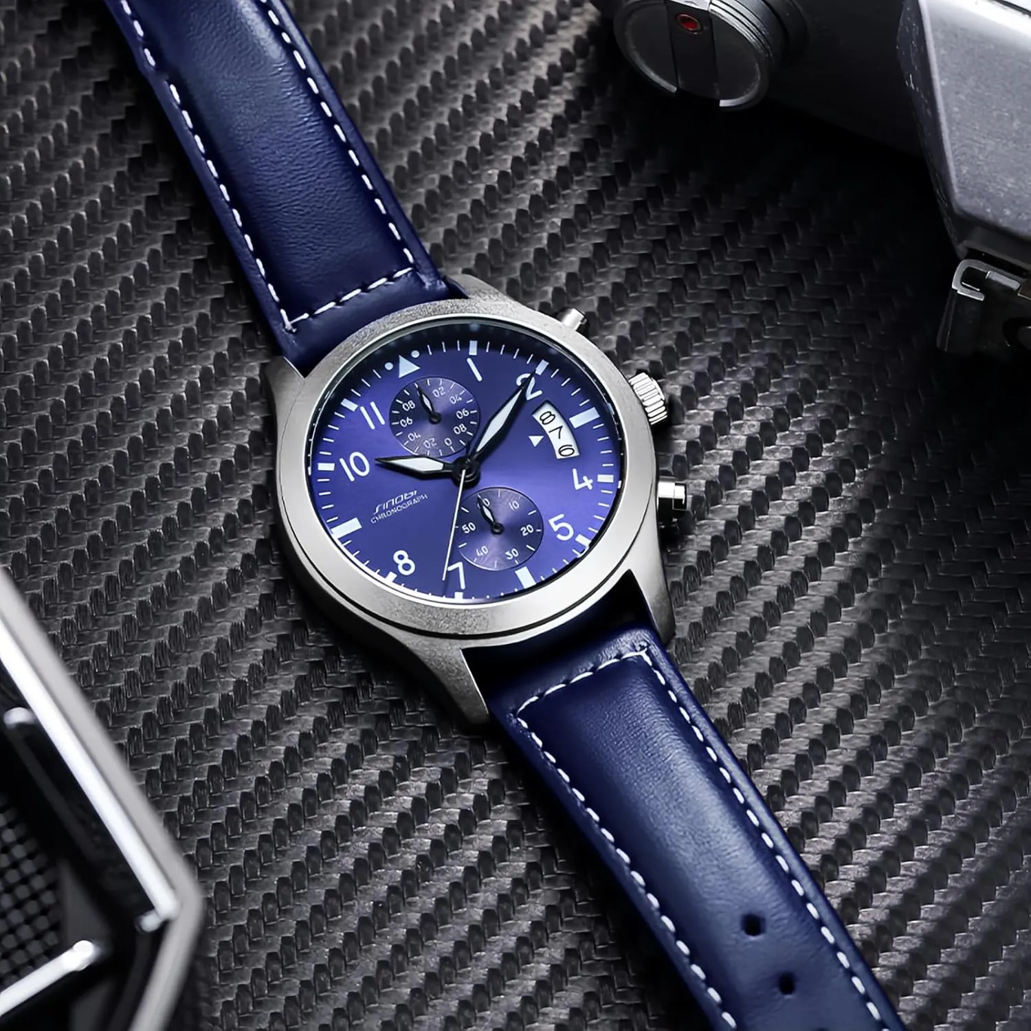 Analog Men Wristwatch Leather Strap Gosasa Stylish Men??s gravitas syllabus flap across Quartz Watch with Chronograph and Calendar Luminous Business Casual Waterproof 