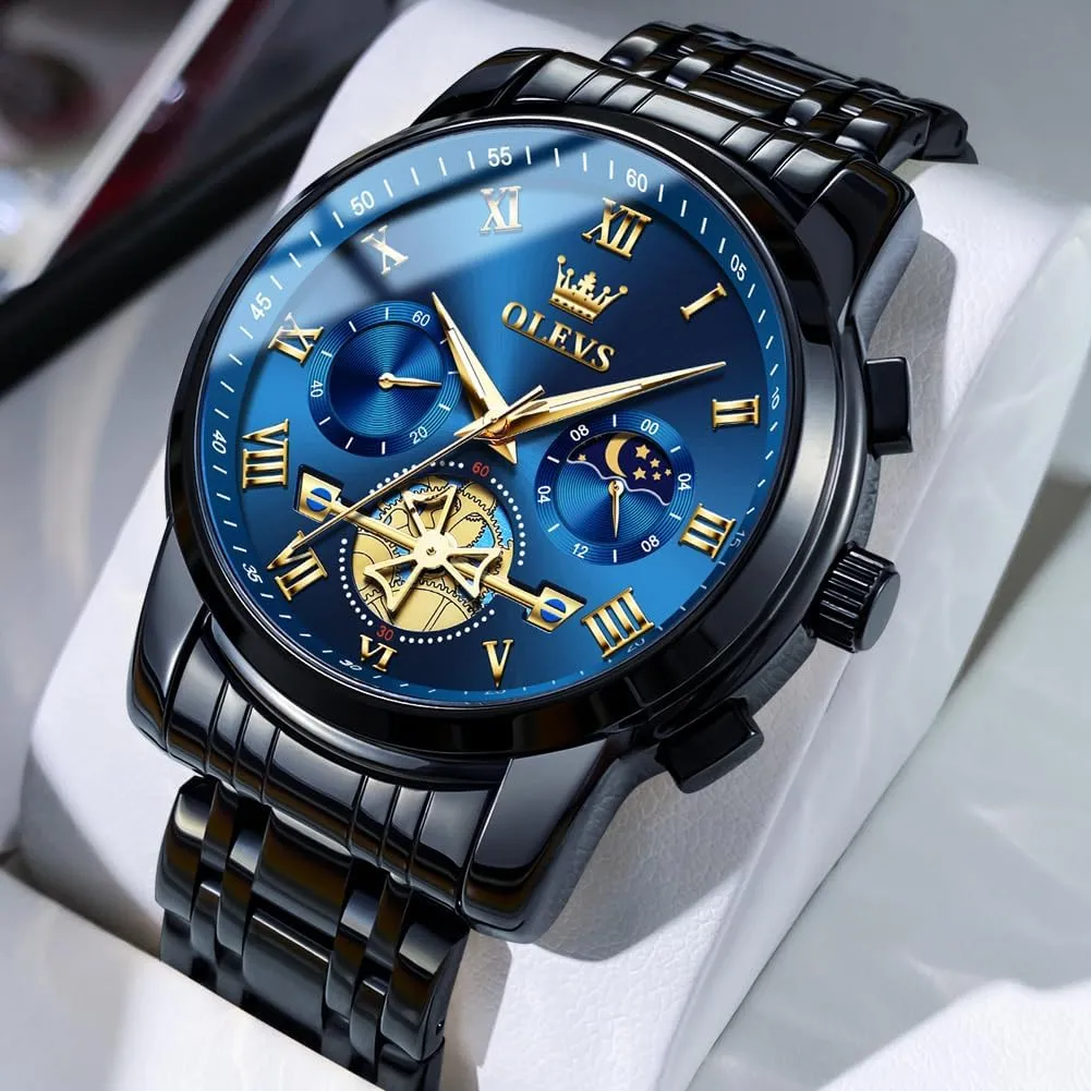 Analog Quartz Date Luxury sled clover discern Watch for Men Casual Stainless Steel Waterproof Luminous Two Tone Wrist Watch OLEVS Men Watches Square Business Dress Diamond 