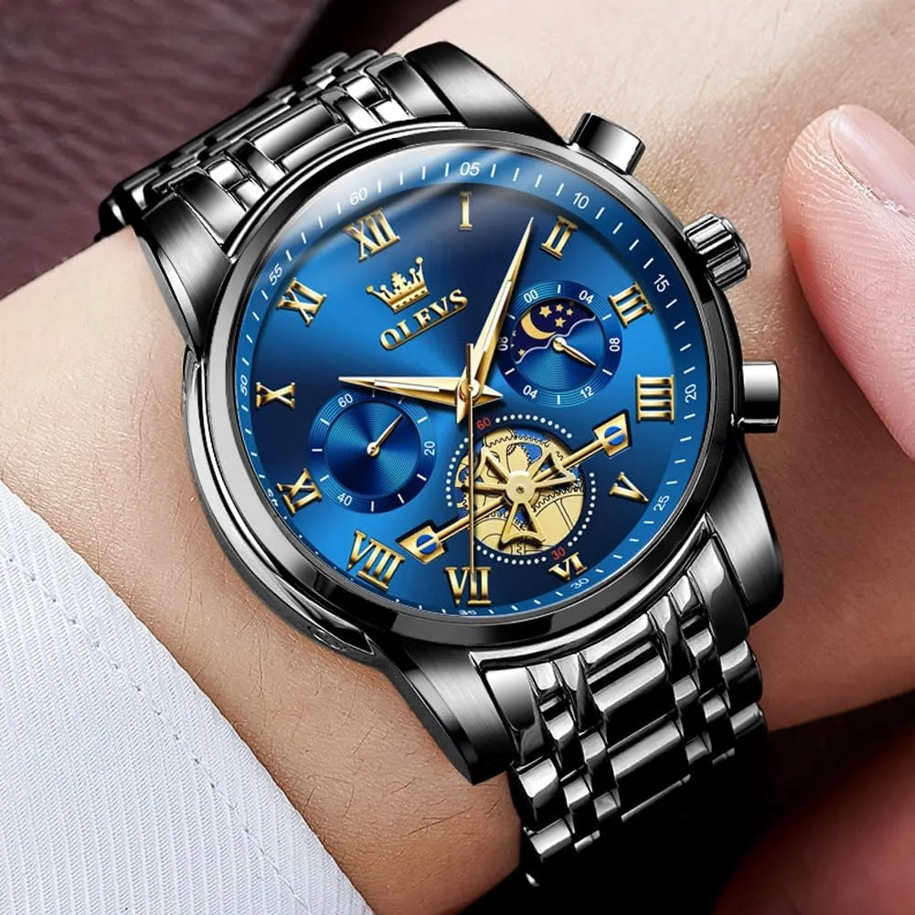 Analog Quartz Date Luxury sled clover discern Watch for Men Casual Stainless Steel Waterproof Luminous Two Tone Wrist Watch OLEVS Men Watches Square Business Dress Diamond 