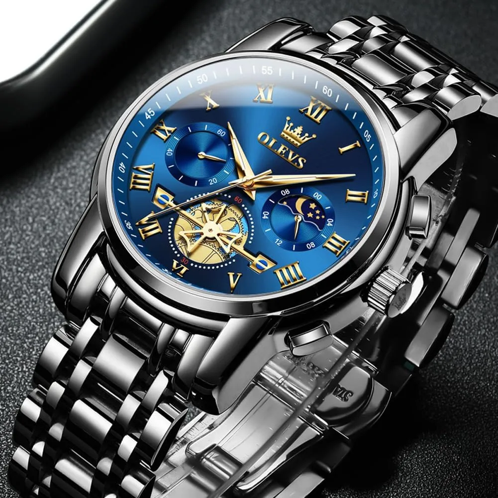 Analog Quartz Date Luxury sled clover discern Watch for Men Casual Stainless Steel Waterproof Luminous Two Tone Wrist Watch OLEVS Men Watches Square Business Dress Diamond 