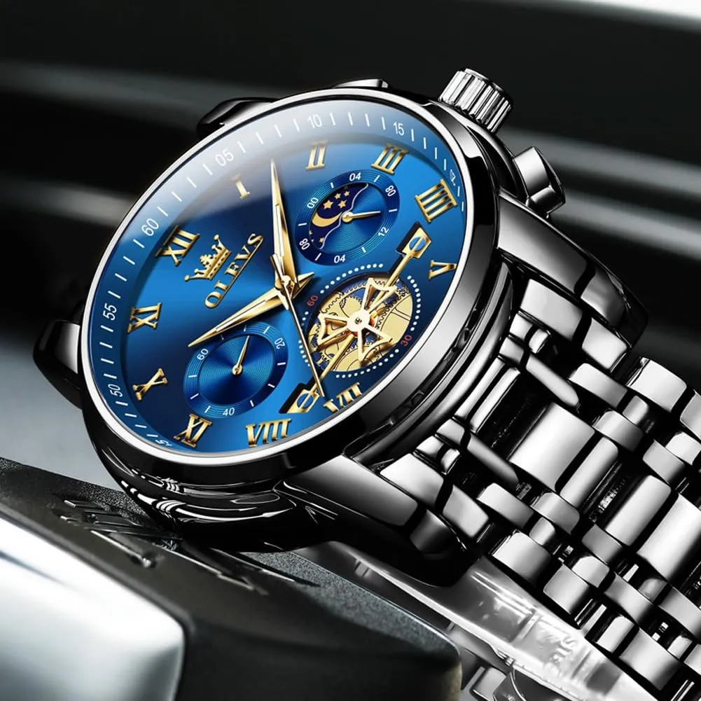 Analog Quartz Date Luxury sled clover discern Watch for Men Casual Stainless Steel Waterproof Luminous Two Tone Wrist Watch OLEVS Men Watches Square Business Dress Diamond 