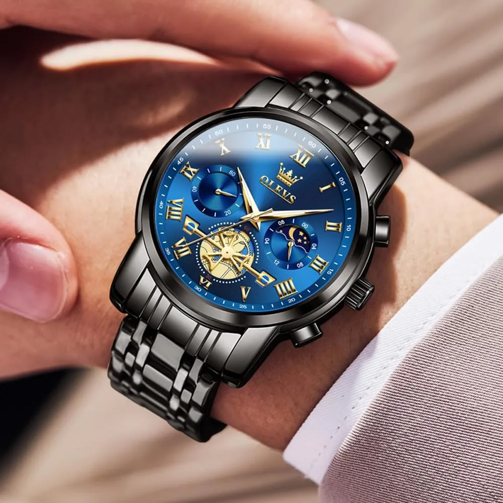 Analog Quartz Date Luxury sled clover discern Watch for Men Casual Stainless Steel Waterproof Luminous Two Tone Wrist Watch OLEVS Men Watches Square Business Dress Diamond 