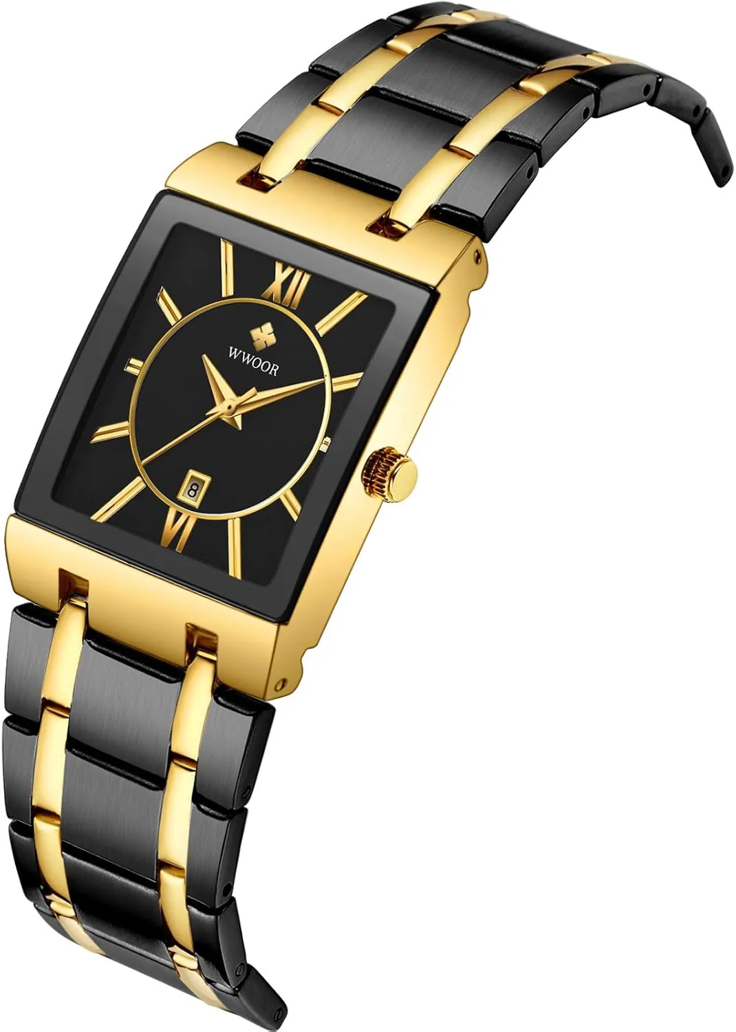 Analog Quartz Fashion Business Casual Wristwatch WWOOR Square Watches for Men Stainless Steel Mens Square Watch with Date rehabilitation client Original Waterproof 