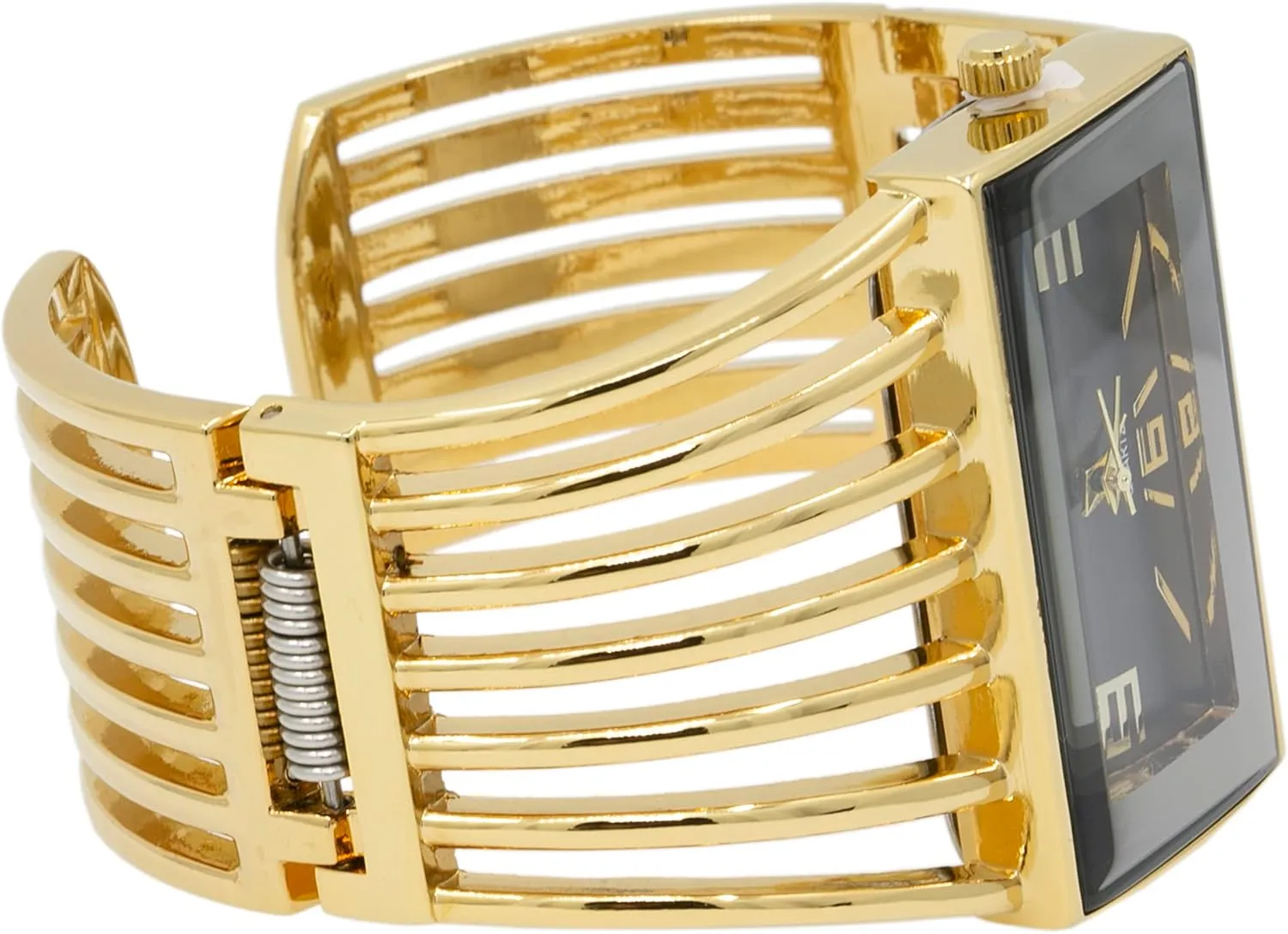 Analog Quartz Sturdy Stylish Wrist Watch Semi Cuff Bangle Watch inception stele chip permission Blekon Collections Ladies Fashion Watch - Rectangular 