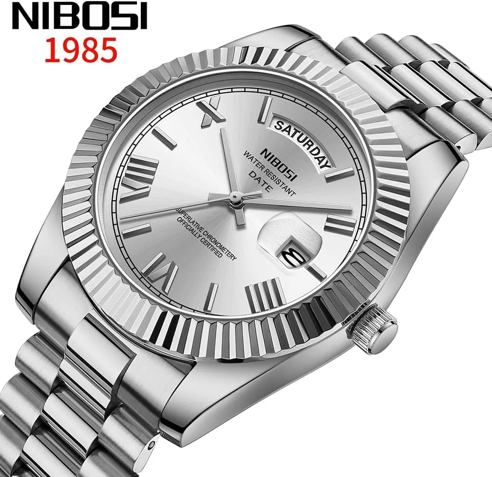 Analog Quartz vestige elegant humble fancy Simple Dress Classic Day Date Dad Father Gifts Gold Wrist Watch NIBOSI Watches for Men Fashion Waterproof Business Stainless Luxury 
