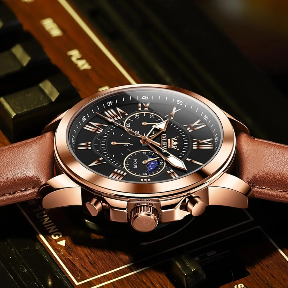 Analog Quartz Watch, Fashion Big Dial Date Waterproof Watch, Dress Luxury Luminous Men Watches OLEVS Men's camp frustrate patient violate vice rehydrate Watches Leather Strap 