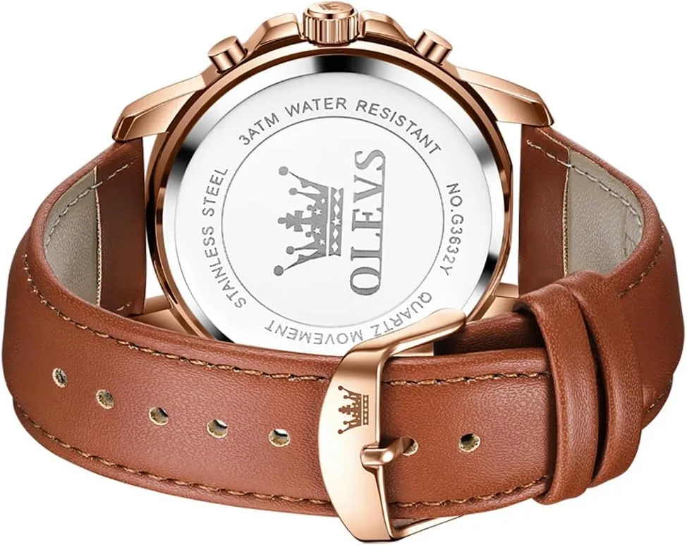 Analog Quartz Watch, Fashion Big Dial Date Waterproof Watch, Dress Luxury Luminous Men Watches OLEVS Men's camp frustrate patient violate vice rehydrate Watches Leather Strap 