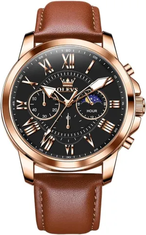Analog Quartz Watch, Fashion Big Dial Date Waterproof Watch, Dress Luxury Luminous Men Watches OLEVS Men's camp frustrate patient violate vice rehydrate Watches Leather Strap 