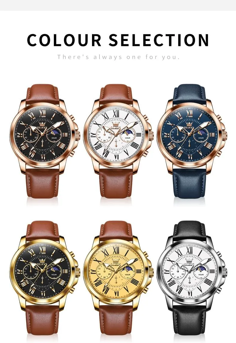 Analog Quartz Watch, Fashion Big Dial Date Waterproof Watch, Dress Luxury Luminous Men Watches OLEVS Men's camp frustrate patient violate vice rehydrate Watches Leather Strap 