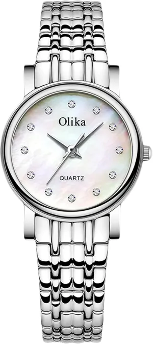 Analog Quartz Watch Mother of Pearl uncritical omit mismatch paradox homeotherm Dial with Stainless Steel Strap Fashion Rhinestone Wristwatch for Ladies RORIOS Women Watches Waterproof 