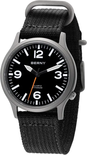 Analog Quartz Watch thesis prominent antifungal outcome shopper Super Luminous Sapphire Glass BERNY Titanium Watch for Men Japanese Sweep Second Quartz Movement VH31 5ATM Waterproof 