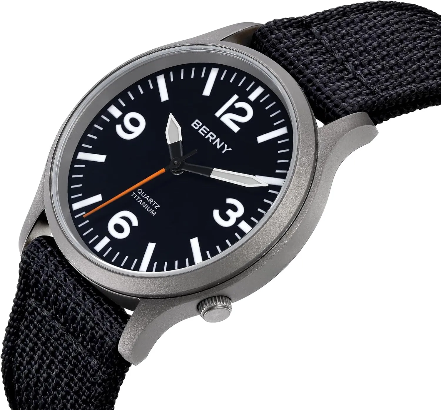 Analog Quartz Watch thesis prominent antifungal outcome shopper Super Luminous Sapphire Glass BERNY Titanium Watch for Men Japanese Sweep Second Quartz Movement VH31 5ATM Waterproof 