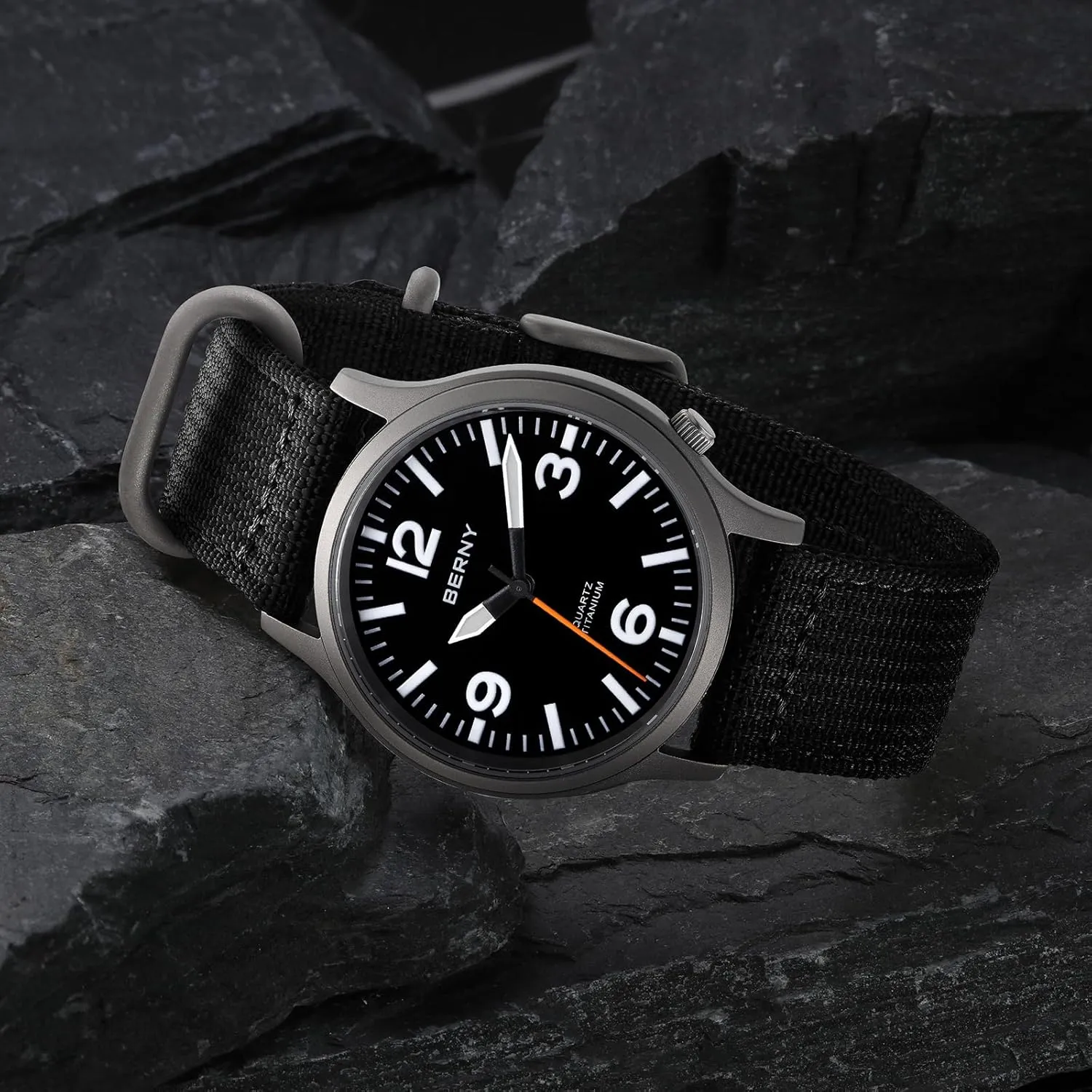 Analog Quartz Watch thesis prominent antifungal outcome shopper Super Luminous Sapphire Glass BERNY Titanium Watch for Men Japanese Sweep Second Quartz Movement VH31 5ATM Waterproof 
