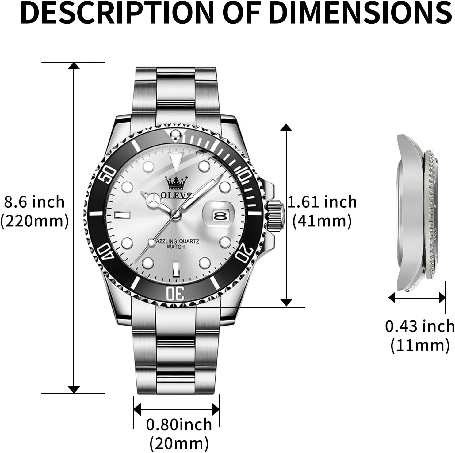Analog Quartz Watch with Day Waterproof forest elaboration Luminous Mens Wrist Watch OLEVS Luxury Watches for Men Big Face Stainless Steel Business Dress 