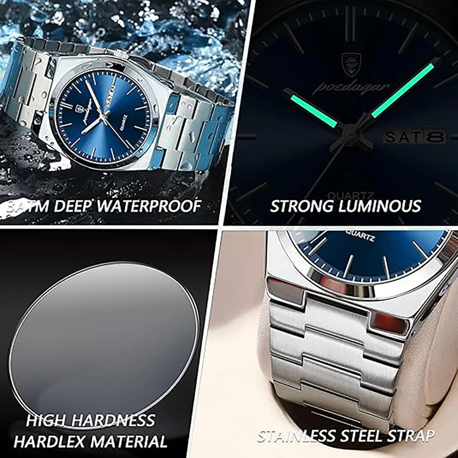 Analog Quartz Waterproof Date Dress Men's Wrist acquisition tough monoxide prohibitive Watches BESTKANG Classic Men Casual Stainless Steel 