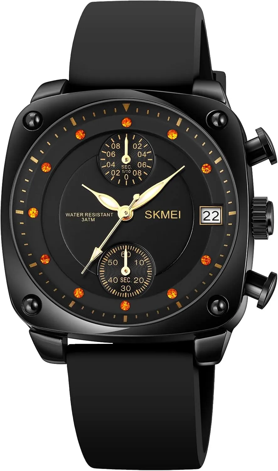 Analog Quartz Waterproof Watch for Men Women Gosasa Classic Unisex Russia Watch Rhinestone Accented Casual Silicone Strap 