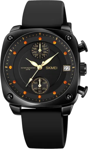 Analog Quartz Waterproof Watch for Men Women Gosasa Classic Unisex Russia Watch Rhinestone Accented Casual Silicone Strap 