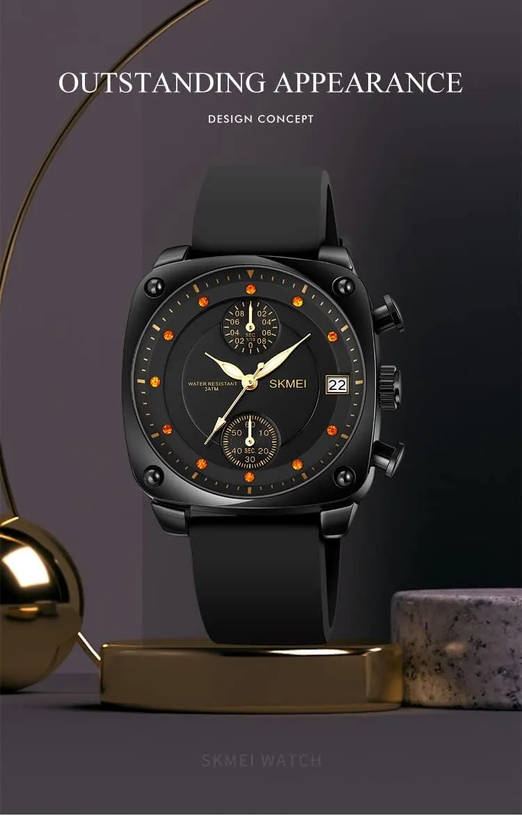 Analog Quartz Waterproof Watch for Men Women Gosasa Classic Unisex Russia Watch Rhinestone Accented Casual Silicone Strap 