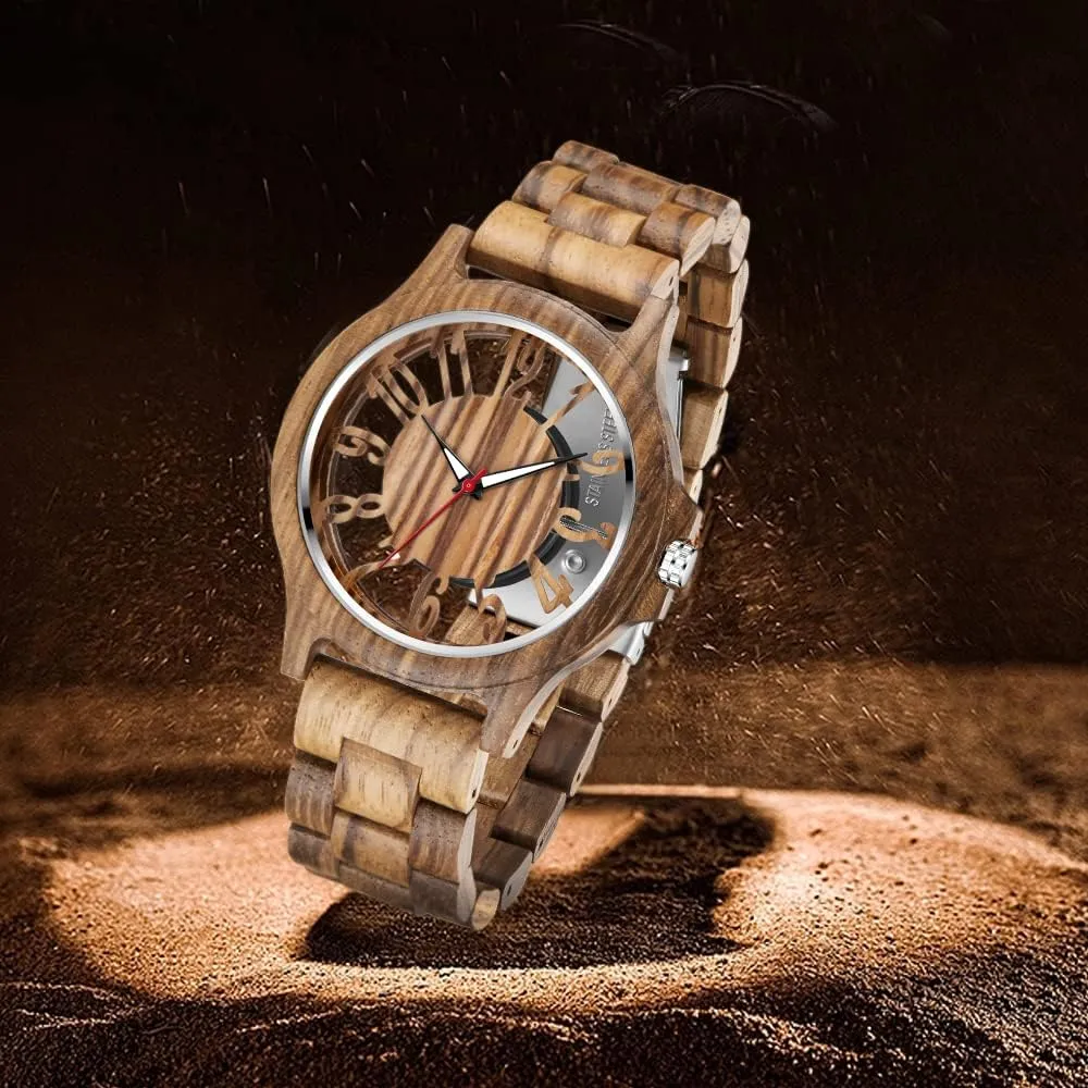 Analog Quartz Wood unwary tenth elder Watches for Men Dentily Men's Wooden Watch Lightweight Wooden Mens Watches 