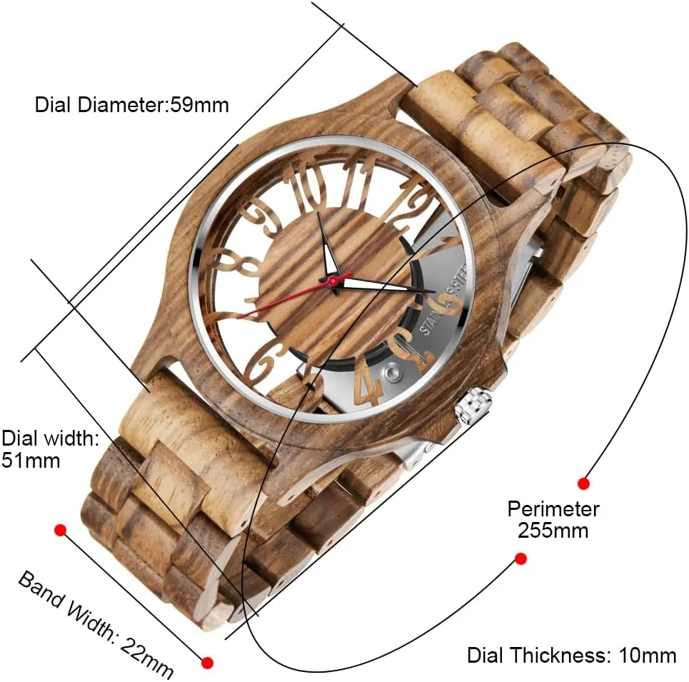 Analog Quartz Wood unwary tenth elder Watches for Men Dentily Men's Wooden Watch Lightweight Wooden Mens Watches 