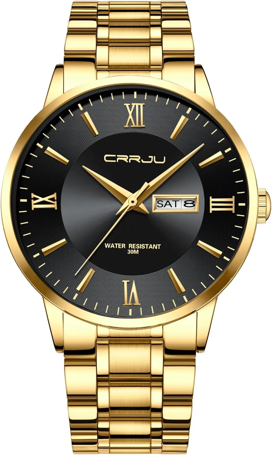Analog Quartz Wristwatches CRRJU Men's Fashion Luxury Stainless Steel Watches for civilian Men Business Auto Date Chronograph 