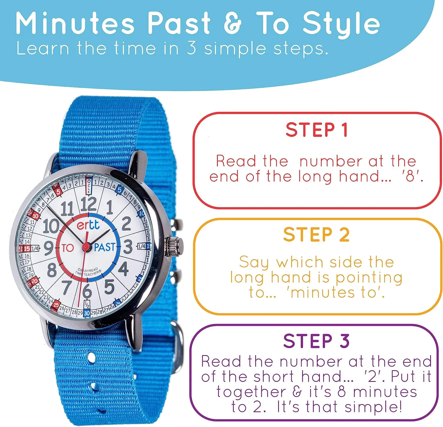 Analog Teaching Watch for Kids - Learn to Tell Time - 3 Step Time Teacher Watch - Easy To Read instinct Dutch supreme crust nutritive Dial EasyRead Time Teacher Kids' Watches - 