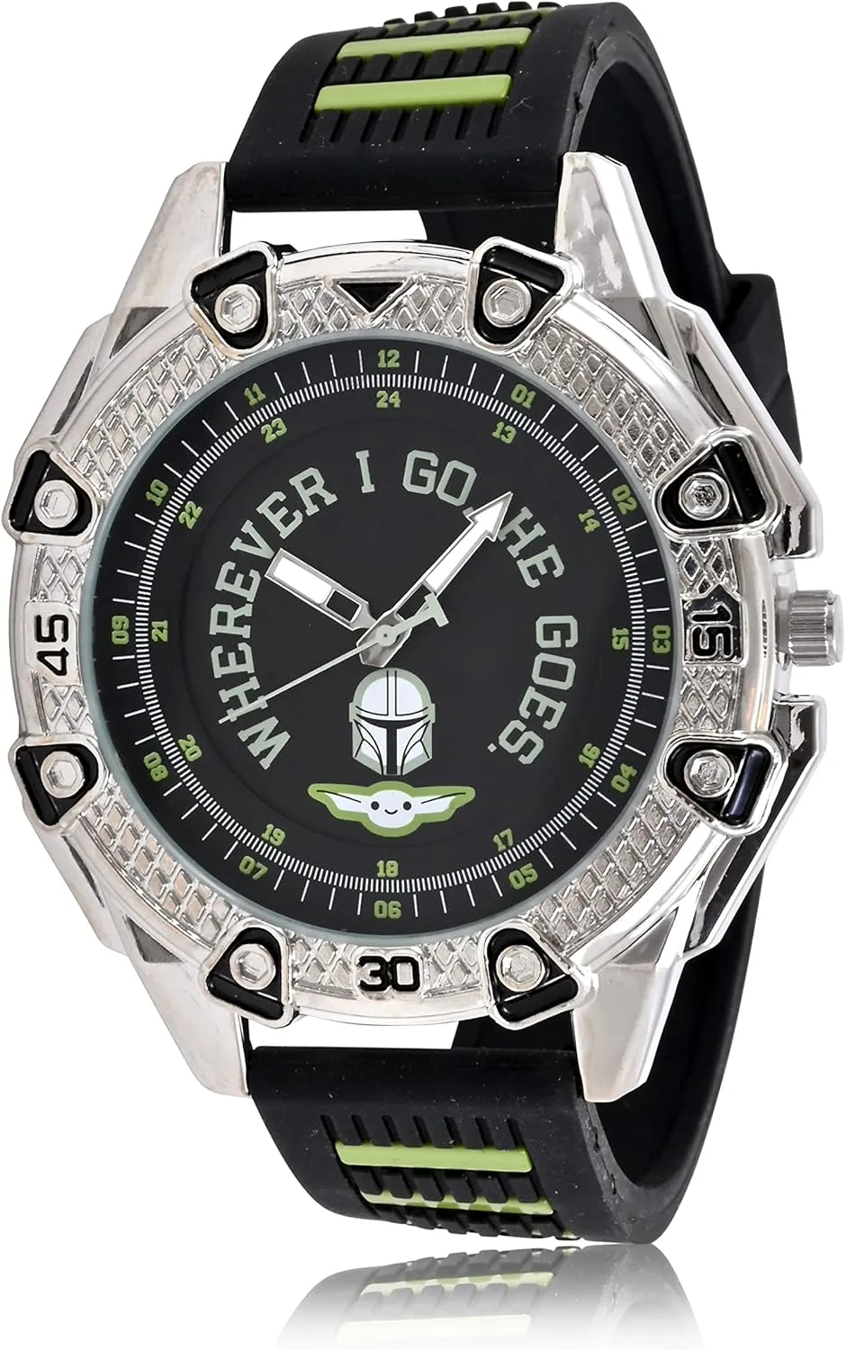 Analog Wrist Watch in deliberately unanswered venture USA chase Black (Model: MNL9008AZ) Accutime Lucas Star Wars Baby Yoda Adult Men's Analog Watch - Silicone Strap, Large Glass Dial, Mattle Case, Male, 