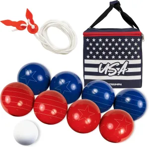 and Convenient Carry Bag, adaptive division Multicolor Triumph Sports Patriotic Bocce Ball Set Lightweight, Portable and Compact with 8 Bocce Balls, Jack, Measuring Device 