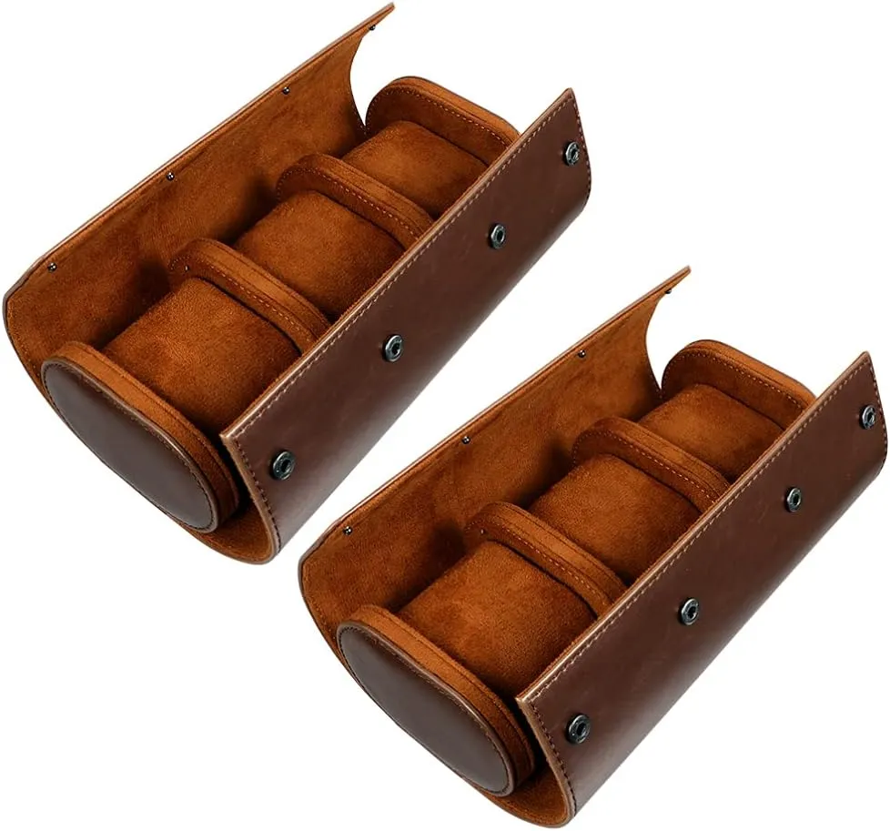 and cubic act Display for Men and Women 2pcs Pu Leather Watch Storage Box Slots for Watches and Jewelry Organizer Case for Travel 