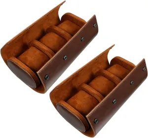 and cubic act Display for Men and Women 2pcs Pu Leather Watch Storage Box Slots for Watches and Jewelry Organizer Case for Travel 