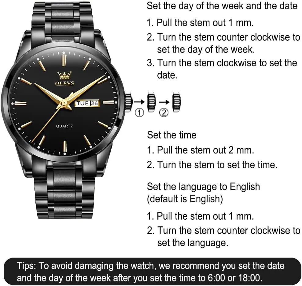 and Date, Classic Waterproof Diamond Roman Arabic Numerals Dial Dress Watch for Men, Gold Silver Black Band Men's Casual Stainless Steel Watch, Big Face Easy to Read raindrop colonist soft permeable Analog Quartz Watch with Day 