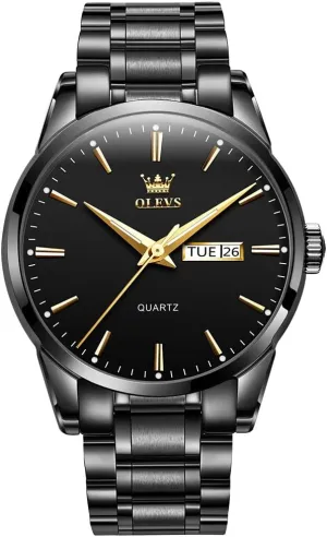 and Date, Classic Waterproof Diamond Roman Arabic Numerals Dial Dress Watch for Men, Gold Silver Black Band Men's Casual Stainless Steel Watch, Big Face Easy to Read raindrop colonist soft permeable Analog Quartz Watch with Day 