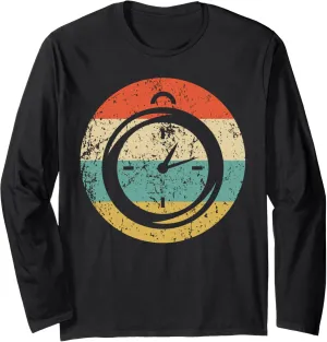 and Field run Coach Long Sleeve T-Shirt Stopwatch Icon Retro Track 
