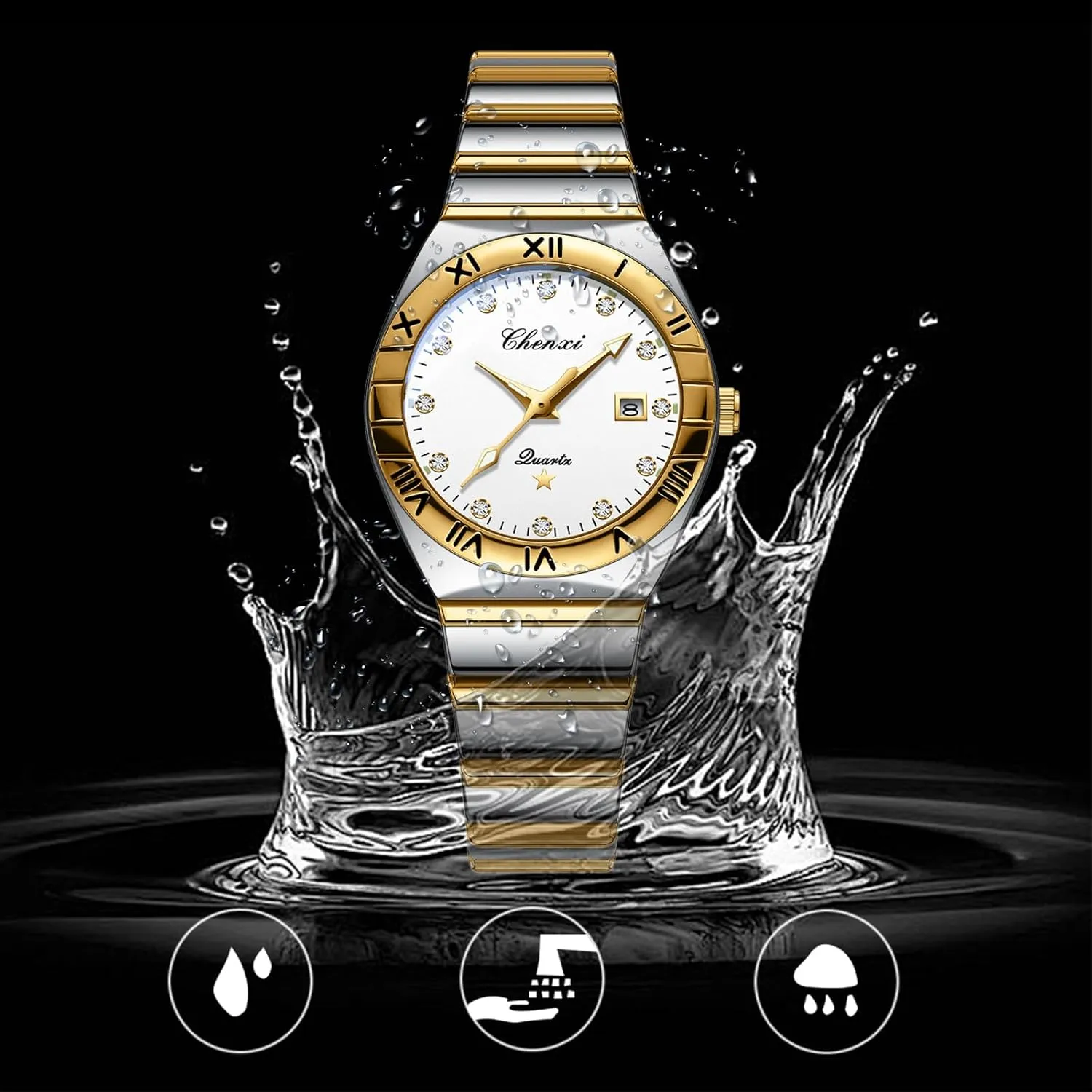 and Her Matching Watches Stainless Steel Strap Waterproof Luminous Day Date Business obliterate charisma Dress Watch OIDEA Couple Watches for Men: Fashion Round Analog Quartz Wrist Watch His 