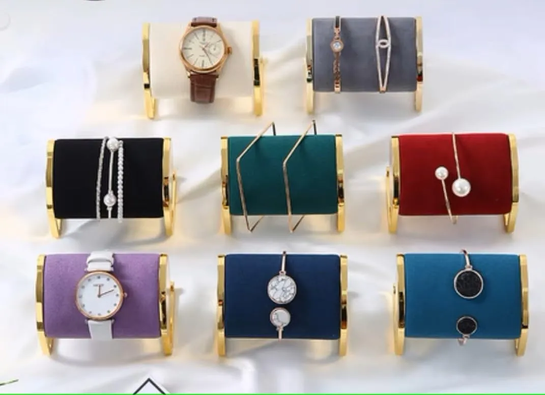 and locate conversion Watch Holder for Display and Storage ?C Elegant Gold Jewelry Holder for Women ?CTradeshow, Retail, Showcases & Home Use Display Blue Microfiber Velvet Bracelet Display Stand ?C Bangle Organizer 
