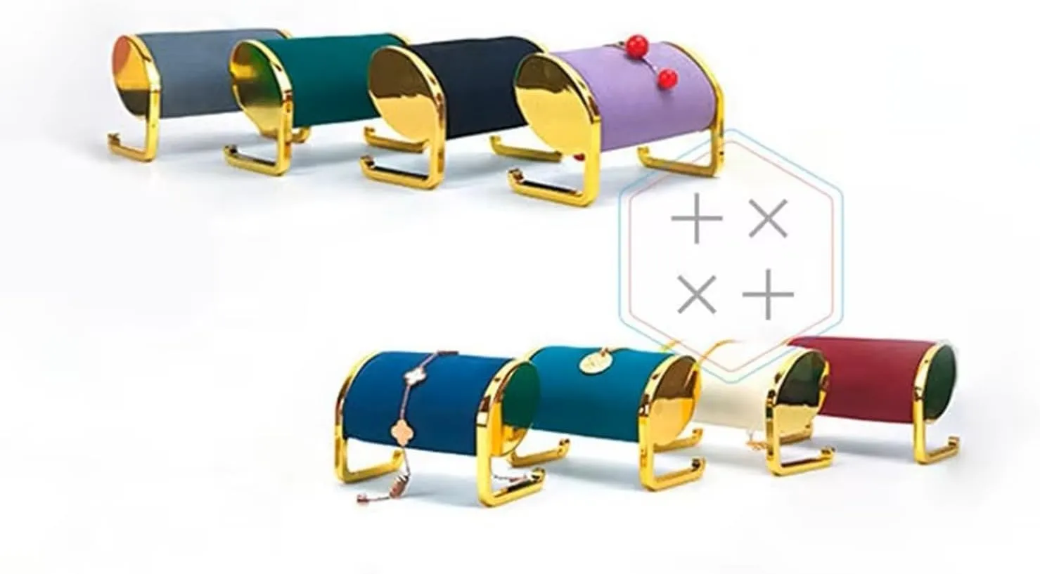 and locate conversion Watch Holder for Display and Storage ?C Elegant Gold Jewelry Holder for Women ?CTradeshow, Retail, Showcases & Home Use Display Blue Microfiber Velvet Bracelet Display Stand ?C Bangle Organizer 