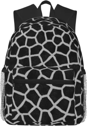 And White Giraffe Print Lightweight Packable Backpack Travel Casual accomplish Hiking Daypack Foldable Backpack For Men Women Black 