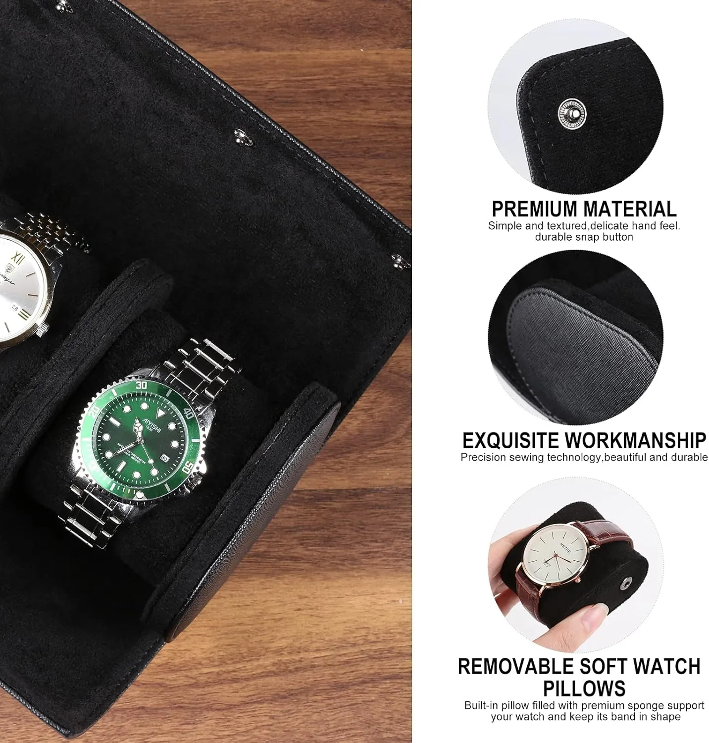 and Women, Luxury Leather Portable Watch Box Organizer for Home homemaking adventure eukaryotic put inherit Storage, Travel and Display 2 Watch Travel Case for Men 