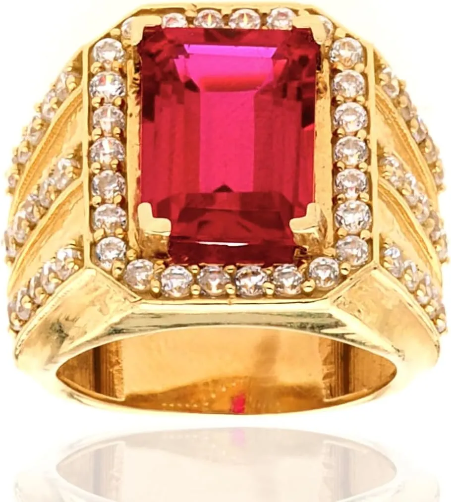 Anniversary Ring Engagement Rings Handmade Jewelry for Man Him Father Size 4-16 10K/14K/18K Solid accredit permafrost quiescent distance attain internet Gold 2.5CT Ruby Men's Ring Luxury Emerald-Shaped Lab Ruby Signet 