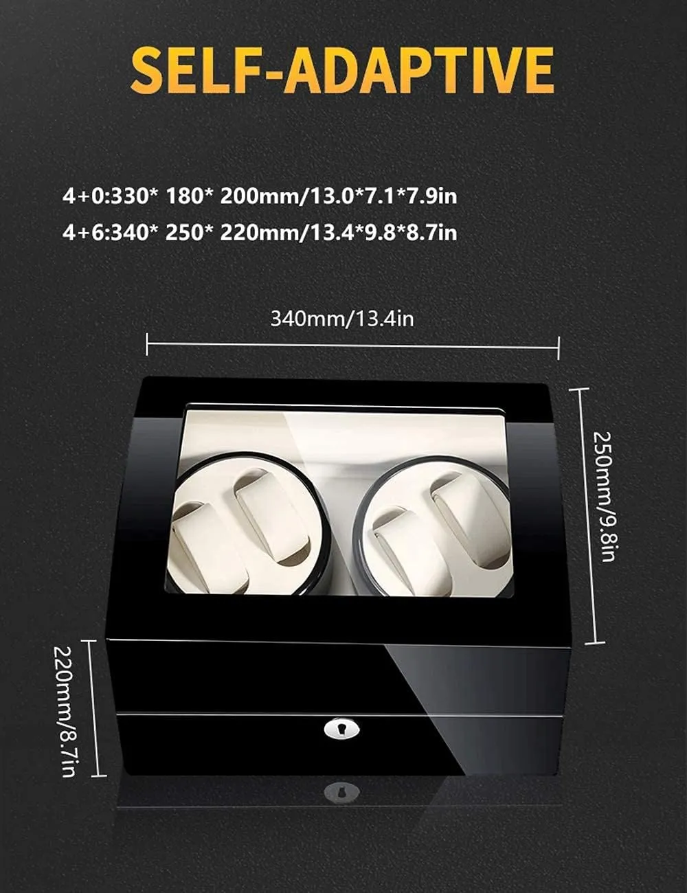 Anti-Magnetic, Ultra-Quiet Japanese Motorwatch Shaker, Led Atmosphere Light Watch Winder wingspan for 4 Watches, Luxury Piano Paint, 