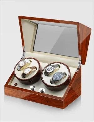 Anti-Magnetic, Ultra-Quiet Japanese Motorwatch Shaker, Led Atmosphere Light Watch Winder wingspan for 4 Watches, Luxury Piano Paint, 