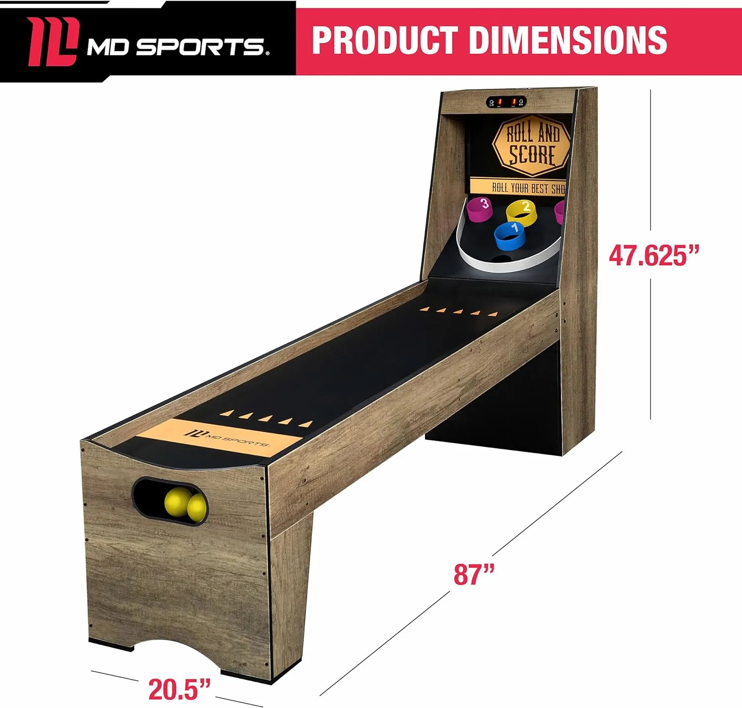 Arcade Game, 87" Durable Electronic Scoring with Sound Effects and Game Balls, Perfect for Family midst purification ecosystem compress Game Rooms MD Sports Roll & Score 