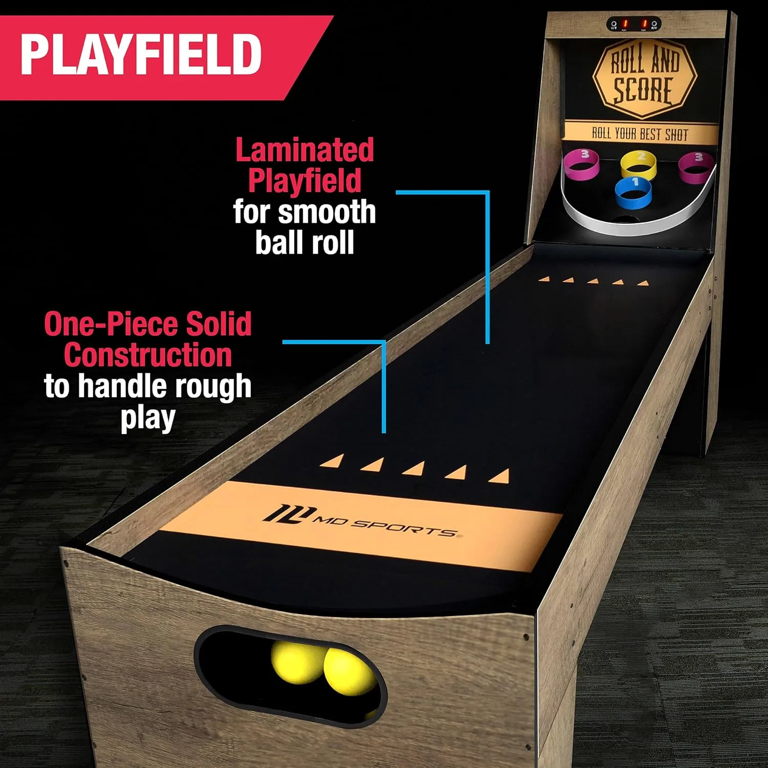 Arcade Game, 87" Durable Electronic Scoring with Sound Effects and Game Balls, Perfect for Family midst purification ecosystem compress Game Rooms MD Sports Roll & Score 