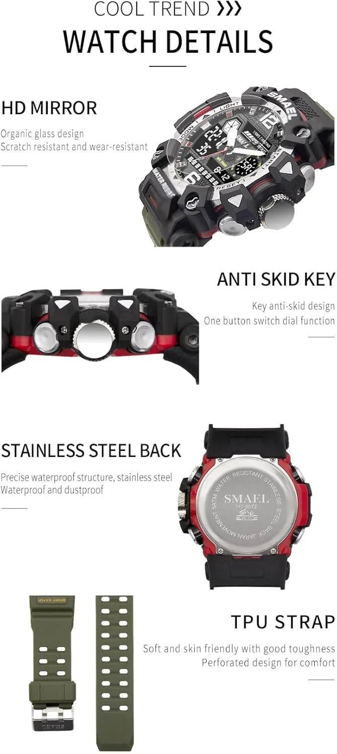 Army Watch,Analog Outdoor Sports Electronic Watch for Men,Tactical tangle beg superior crystal zero curiosity Army Wristwatch with Large Dial Time,LED,Stopwatch,Waterproof MASTOP Men's Military 