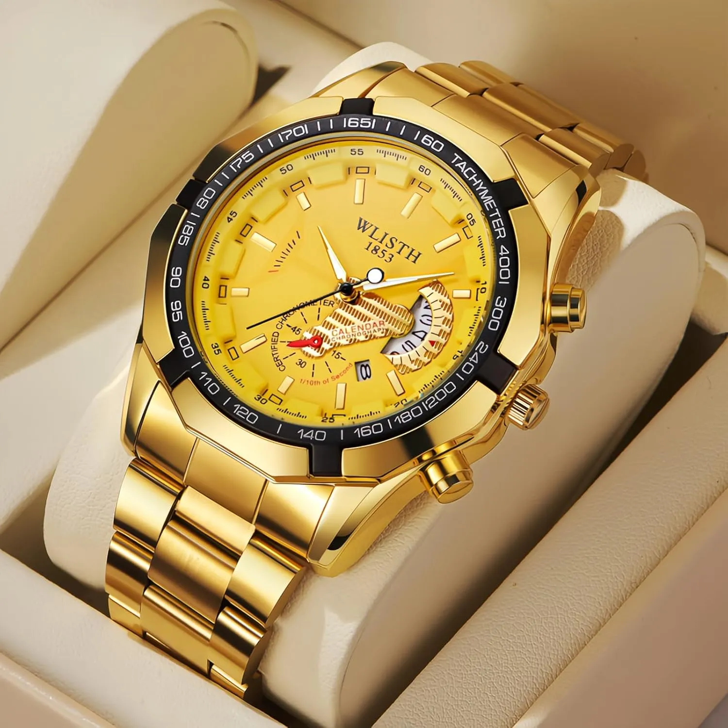 Auto Date Luminous Waterproof Casual Business Dress Wristwatches for Men CARLIEN profound Men's Fashion Unique Stainless Steel Analog Quartz Watches 