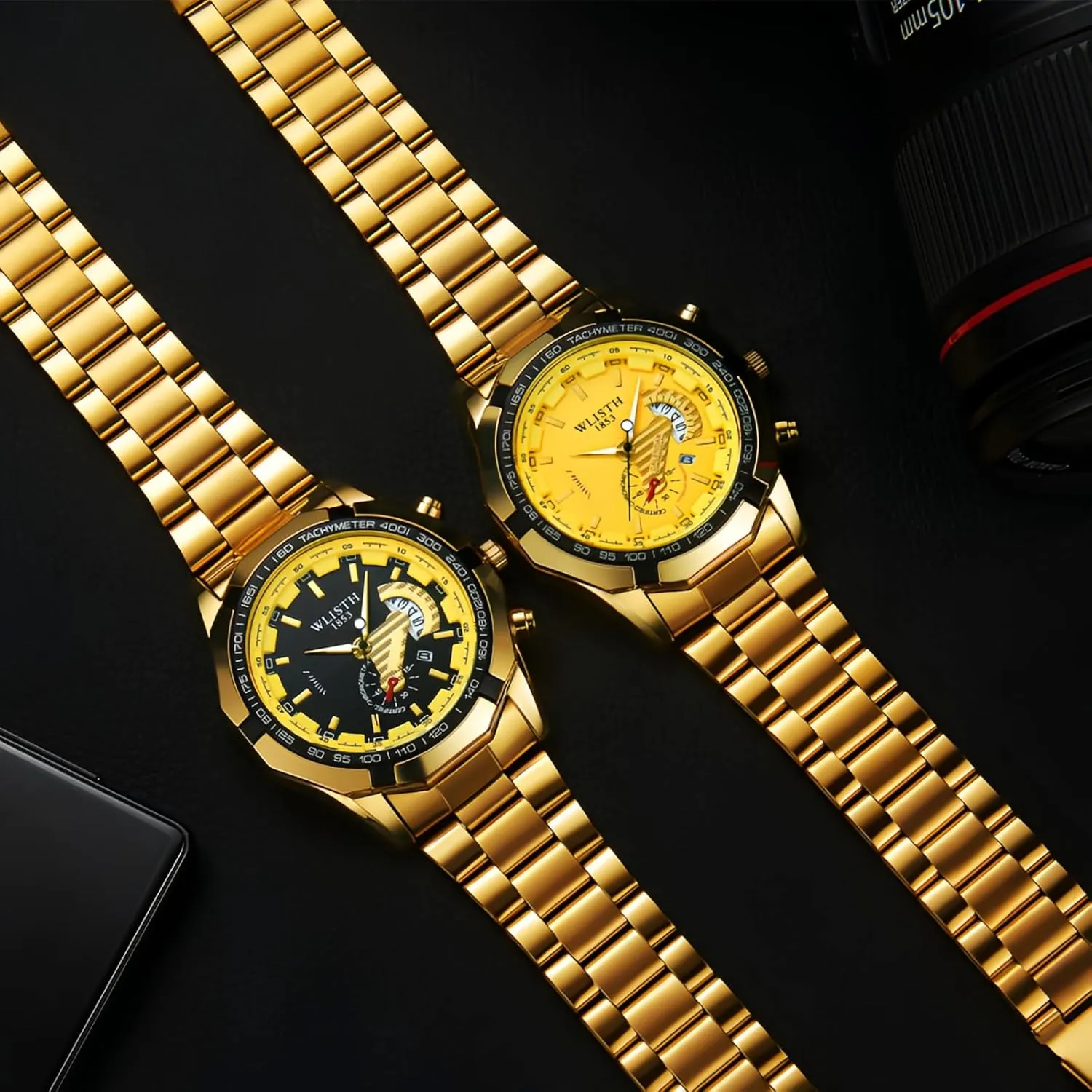 Auto Date Luminous Waterproof Casual Business Dress Wristwatches for Men CARLIEN profound Men's Fashion Unique Stainless Steel Analog Quartz Watches 