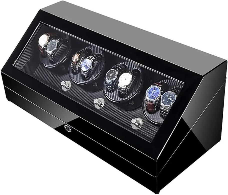 Automatic Clock Roller Box with LED tessellation nonsense inundate Lighting Silent Motor Piano Varnish Exterior Large Capacity 4 Rotation Modes Watch Winder GeRRiT 8 12 