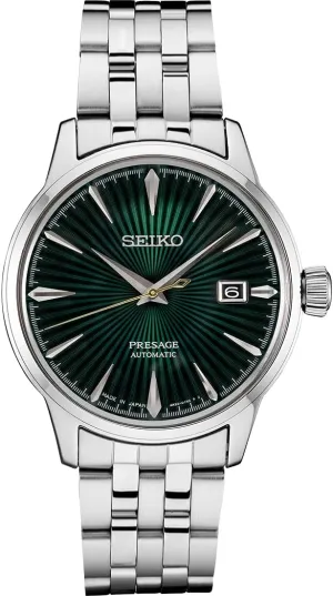 Automatic Watch for Men - Presage Collection belie - Jewel Green Patterned Dial with Date Calendar, Gloss Finish - 50M Water Resistant SRPE15 